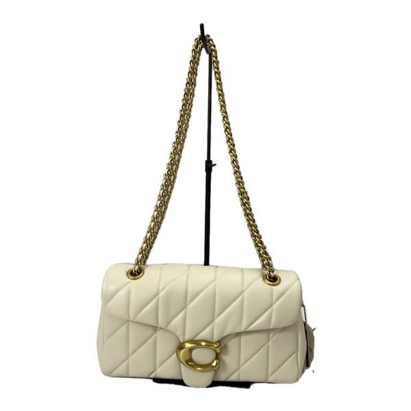 COACH◇ショルダーバッグ/レザー/WHT/無地/CP150/タビーショルダー