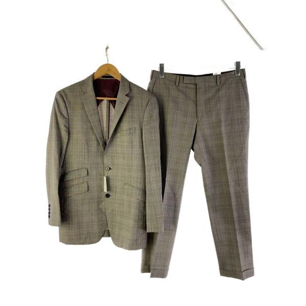7-7 Burberry シルク ウール チェックセットアップ スーツ BURBERRY BLACK LABEL◇セットアップ/38/ウール/GRY/チェック/D1H42