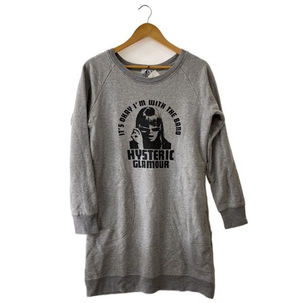 HYSTERIC GLAMOUR◇長袖ワンピース/FREE/コットン/GRY/0153CO06