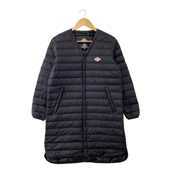 DANTON◇Vネックロングインナーダウンコート/38/ナイロン/BLK/無地/jd
