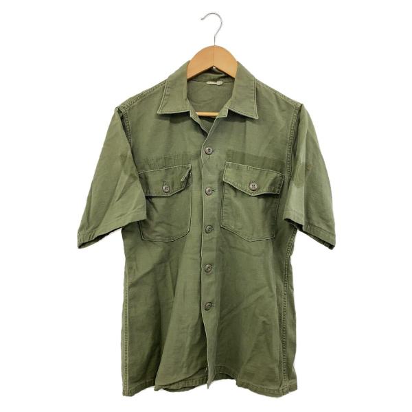 US.ARMY◇60s/ユーティリティシャツ/半袖シャツ/コットンサテン/カーキ