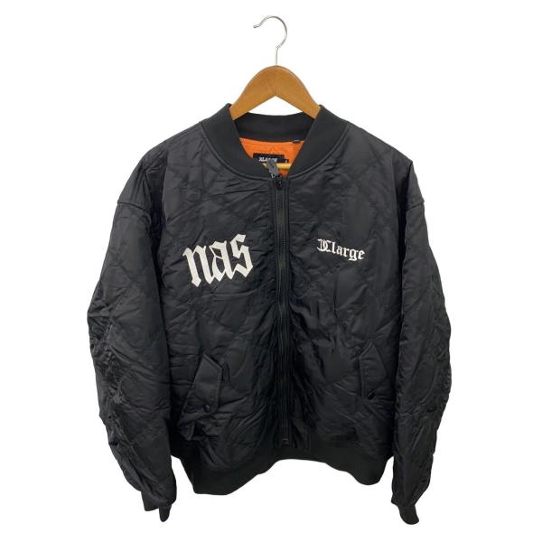 X-LARGE◇×NAS/BOMBER JACKET/ブルゾン/XL/ナイロン/ブラック/無地
