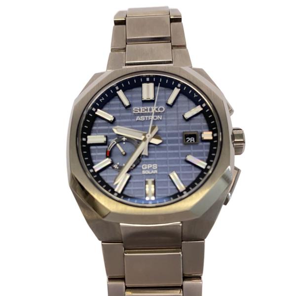 SEIKO◇ソーラー腕時計/アナログ/チタン/NVY/SLV/SS/3X62-0AA0