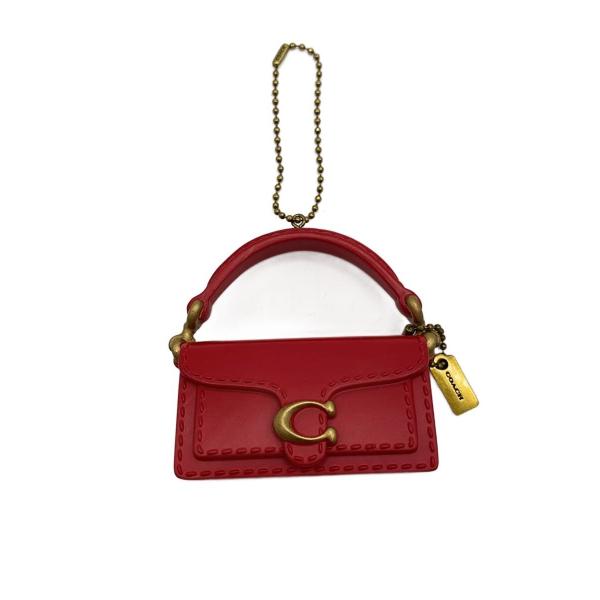 COACH◇ミニハンドバッグチャーム/キーホルダー/RED/無地/レディース
