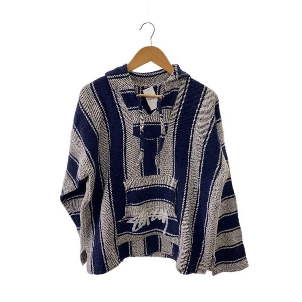 STUSSY◇メキシカンパーカー/OLDSTUSSY/BLU/ストライプ