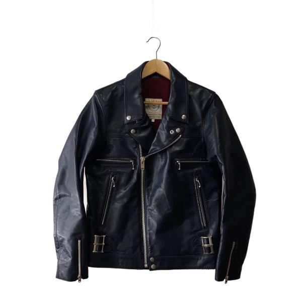 本日まで　UNDERCOVER 22AW スウェット切替ライダース UNDERCOVER◇ダブルライダースジャケット/1/牛革/NVY/UCA4201