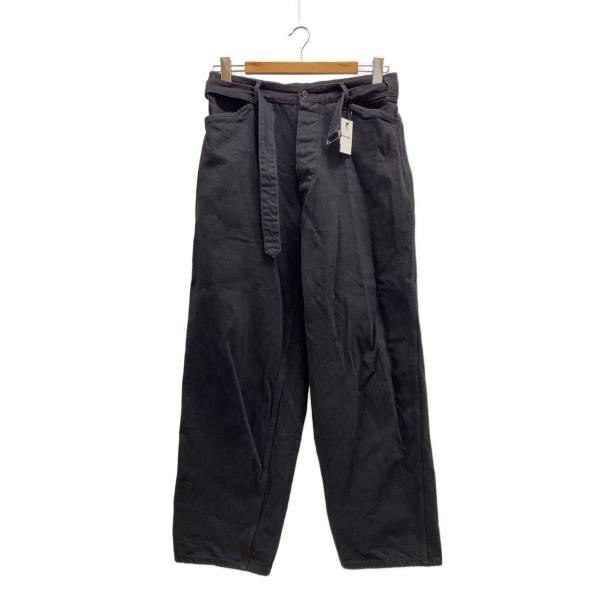 COMOLI◇20AW/デニム ベルテッドパンツ/1/コットン/BLK/無地/S03-03012