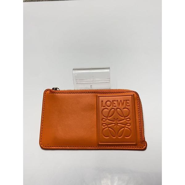 本物✤ ロエベ リネン カードケース レザー オレンジ 橙色 LOEWE◇カードケース/レザー/ORN/無地/レディース/C565Z40X01