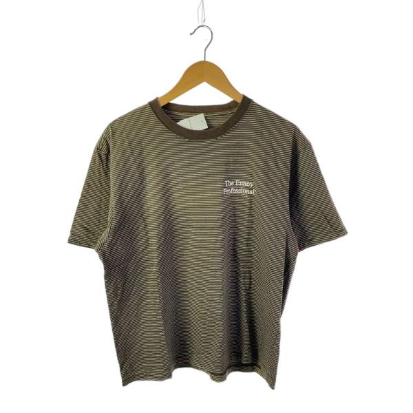 ENNOY◇Tシャツ/S/コットン/KHK/マルチボーダー/SS22BRENCT05AM