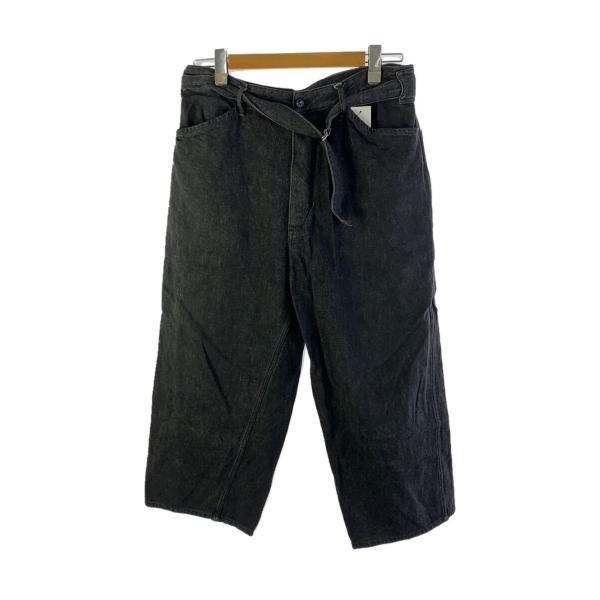 COMOLI◇21AW/デニムベルテッドパンツ/3/コットン/ブラック/U03