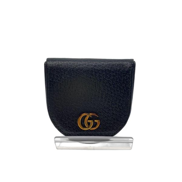 GUCCI◇GGマーモント/コインケース/レザー/ブラック/メンズ