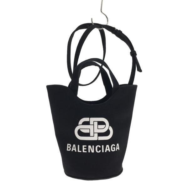 BALENCIAGA / WAVE XS TOTE BAG/トートバッグ/キャンバス/BLK/619979 BALENCIAGA◇WAVE XS TOTE BAG/トートバッグ/キャンバス/BLK/619979