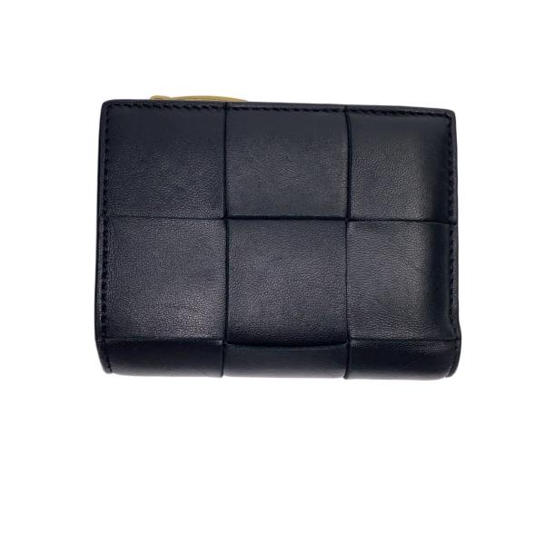 BOTTEGA VENETA◇カセット/スモール/2つ折り財布/レザー/BLK/メンズ