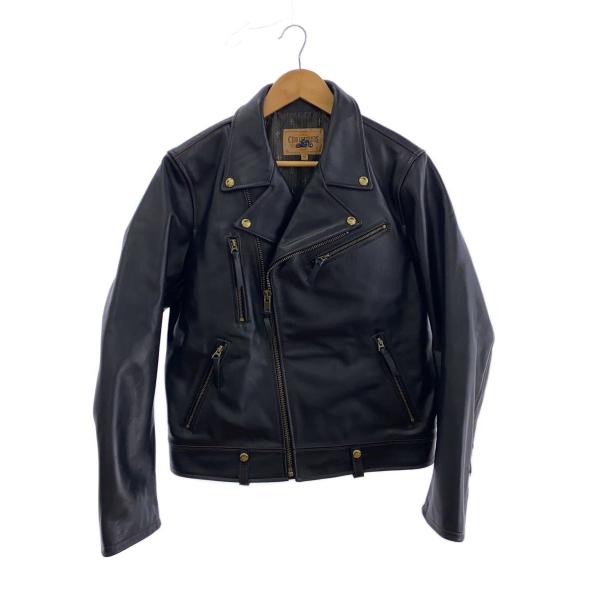CIDU LEATHERS/ダブルライダースジャケット/M/牛革/レザー/ブラック