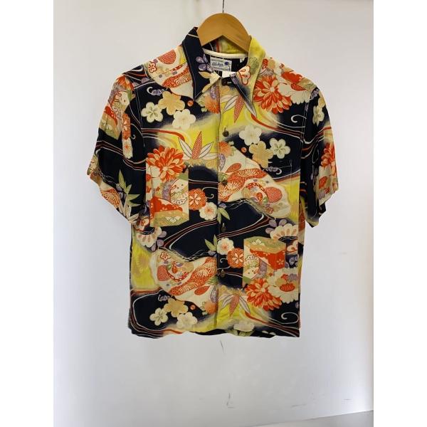 SUN SURF◇KIMONO DESIGN/和柄/アロハシャツ/S/レーヨン/BLK/SS30690