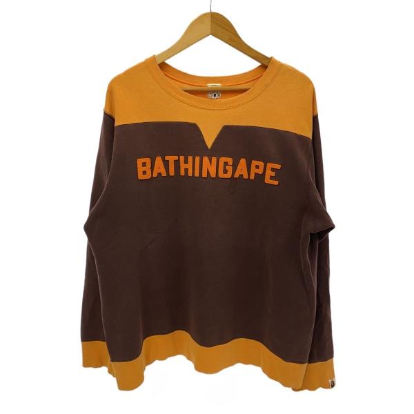 A BATHING APE◇90s/初期タグ/ロゴ/2トーン/スウェット/L/コットン