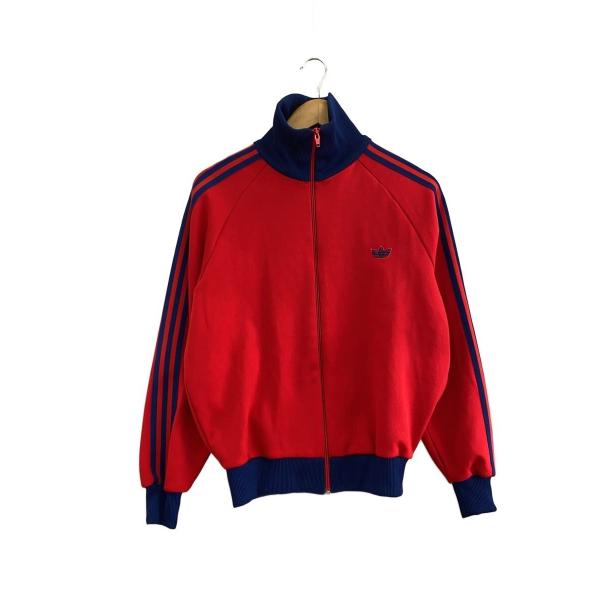 adidas◇ジャージ/3/--/RED/無地/80s/デサント製/トラックジャケット