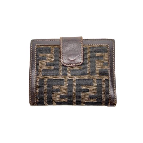 FENDI◇ズッカ柄//2つ折り財布/レザー/BRD/総柄/レディース/1-12671