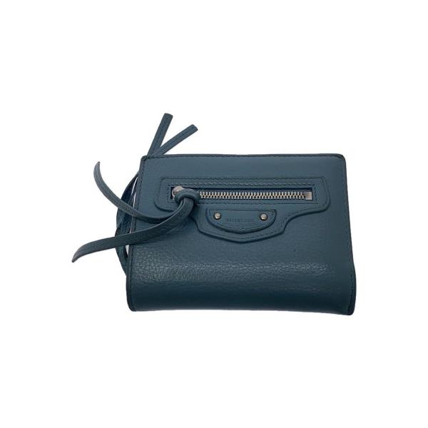 BALENCIAGA◇ネオクラシック/2つ折り財布/レザー/BLU/無地/レディース