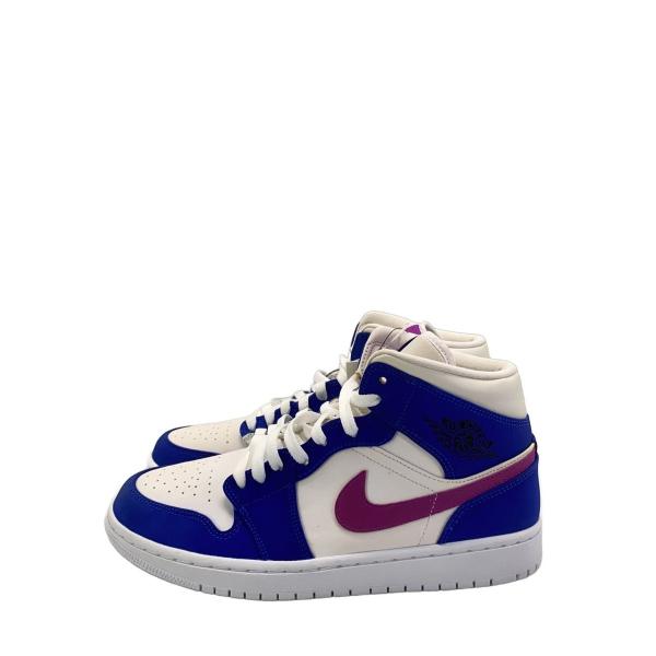 NIKE◆AIR JORDAN 1 MID/エアジョーダンミッド/ブルー/554724-451/27.5cm/BLU