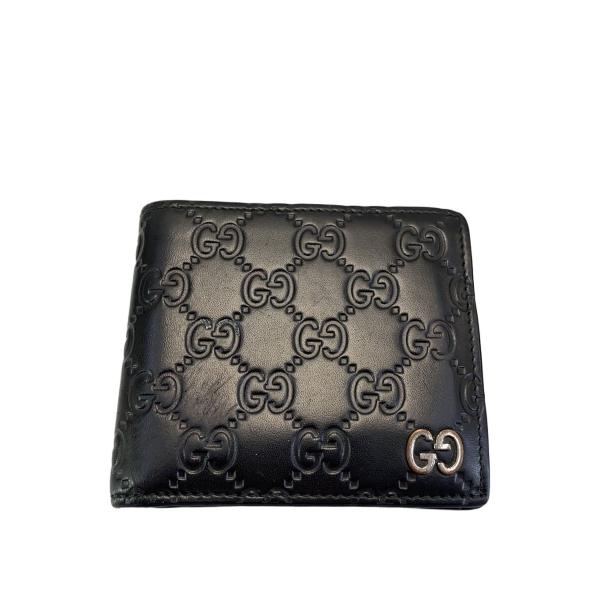 新品正規品GUCCI インターロッキング 二つ折り財布 GUCCI◇2つ折り財布_インターロッキングG_グッチシマ/レザー/BLK