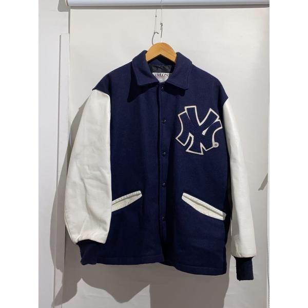 やっちゃん 80's USA製 DeLONG NYヤンキース スタジャン DeLONG◇90s/MLB/ヤンキース/スタジャン/M/ウール/NVY// : セカンド