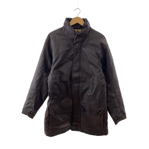 EDDIE BAUER◇Vintage/80s/黒タグ後期/レザーダウンジャケット/コート