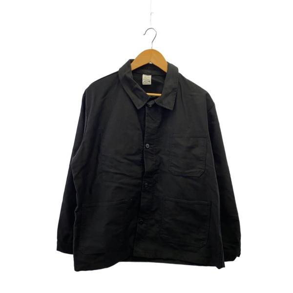 ユーロワークジャケット　カバーオール　モールスキン　黒　52　ヨーロッパ古着 EURO VINTAGE◇ブラックモールスキン_ワークジャケット/カバーオール