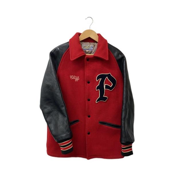 ホワイツビル38レッドウールレザースタジャン Whitesville◇スタジャン/38/ウール/RED : セカンドストリートYahoo!店