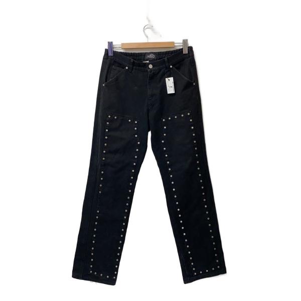 AFB◆ボトム/L/コットン/BLK/無地/DOUBLE KNEE/STUDDED//