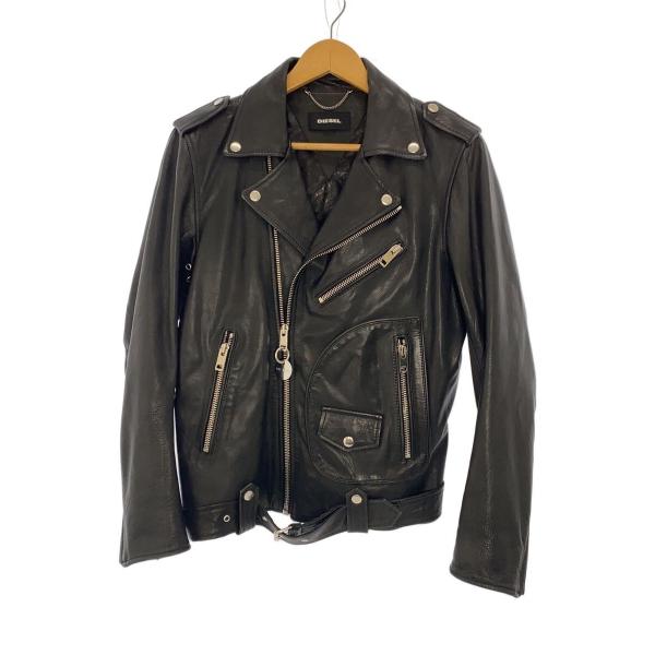 DIESEL◇ダブルライダースジャケット/レザー/ブラック/XS : セカンド
