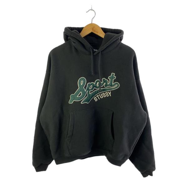 STUSSY / SATIN PATCH HOODIE/パーカー/M/コットン/NVY/118556// STUSSY◇SATIN PATCH HOODIE/パーカー/M/コットン/BLK/118556