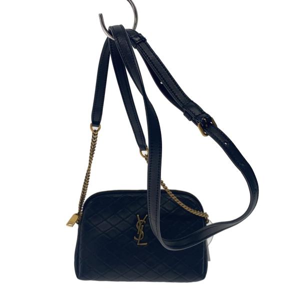 SAINT LAURENT◇ギャビーチェーンショルダーバッグ/レザー/BLK/733667
