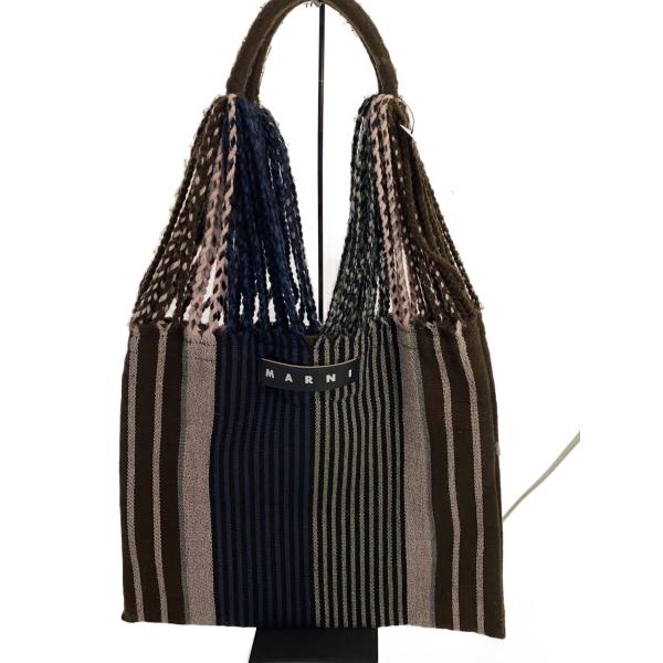 MARNI ハンモック　トートバッグ MARNI◇ハンモックバッグ/状態考慮/トートバッグ/--/BRW/ストライプ