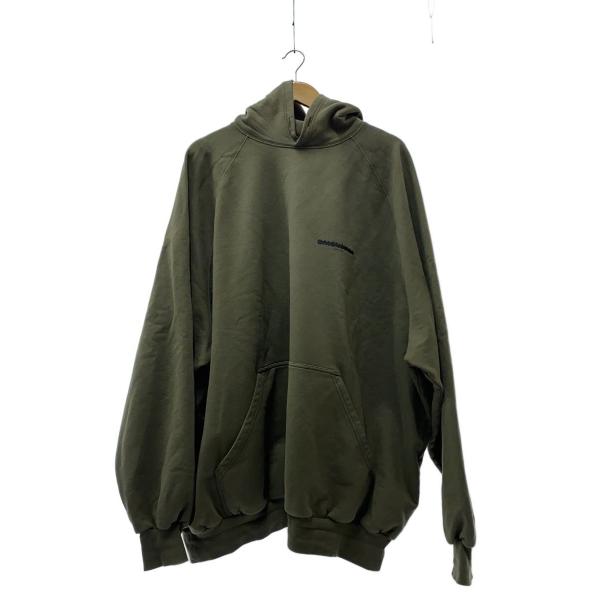 BALENCIAGA◇22AW/テーピングロゴ/パーカー/2/コットン/KHK/無地
