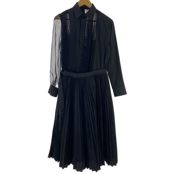 美品 サカイ シャツワンピース 日本製 ユニセックス sacai◇シャツワンピース/1/ポリエステル/ブラック/23-06824/サカイ