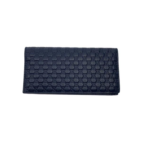 GUCCI レザー　マイクログッチ　長財布 GUCCI◇長財布_マイクログッチシマ/レザー/ブラック/レディース