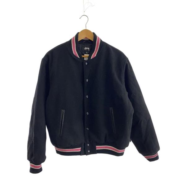 STUSSY◇スタジャン/M/ウール/ブラック/115665/毛羽立ち/毛玉有/22AW