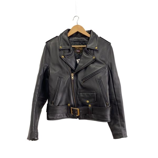 VANSON◇ダブルライダースジャケット/38/レザー/BLK/C2 : セカンド