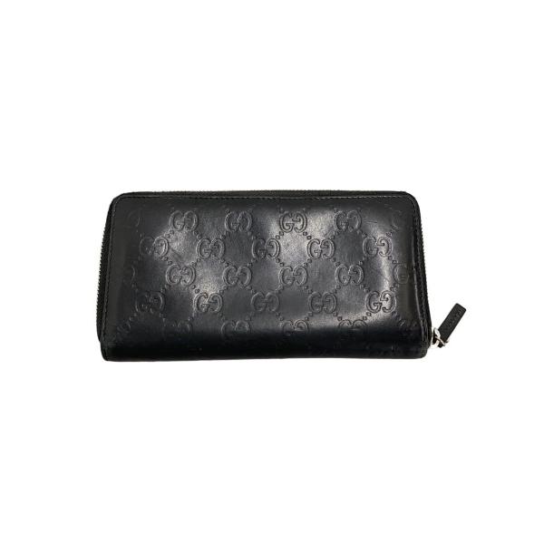 GUCCI◇長財布_アヴェル_グッチシマ/レザー/BLK/メンズ// : セカンド