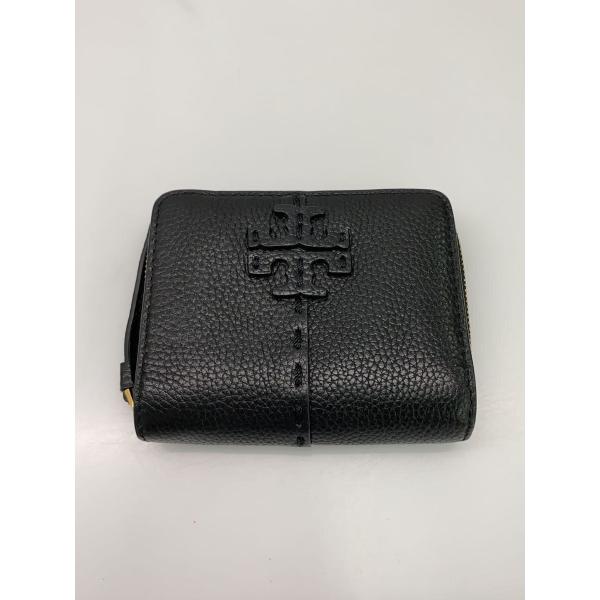 TORY BURCH◇2つ折り財布/レザー/ブラック/レディース/10005626