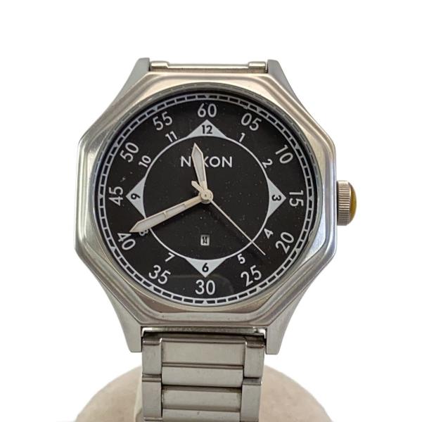 NIXON◆クォーツ腕時計/アナログ/ステンレス/BLK/SLV/THE FALCON