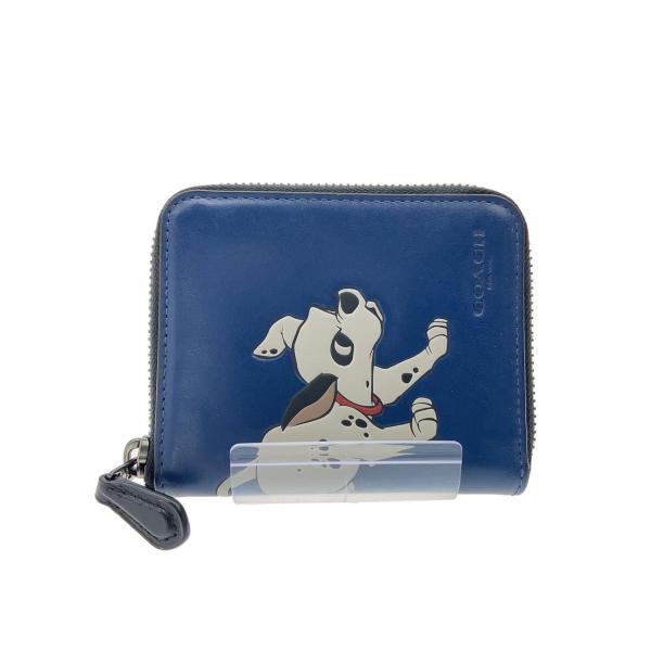 COACH◇101匹わんちゃん/2つ折り財布/レザー/NVY/レディース/M1980