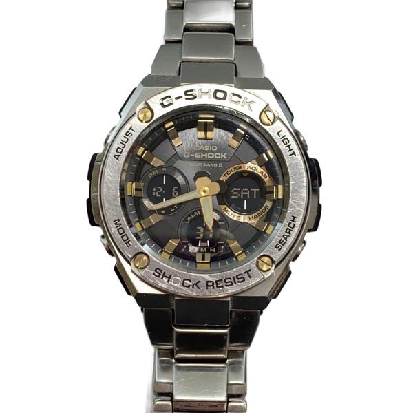 CASIO◇ソーラー腕時計・G-SHOCK/デジアナ/ステンレス/小傷・文字