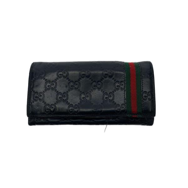 GUCCI グッチ　長財布　メタルロゴ　グッチシマ　GG ブラック GUCCI◇長財布_ウェブ_グッチシマ/レザー/BLK/総柄/メンズ