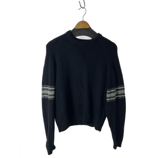 【本日限定価格】Stussy STRIPE RAGLAN CREW ブラック STUSSY◇STRIPE RAGLAN CREW/ニット・セーター(厚手)/M/ウール/BLK
