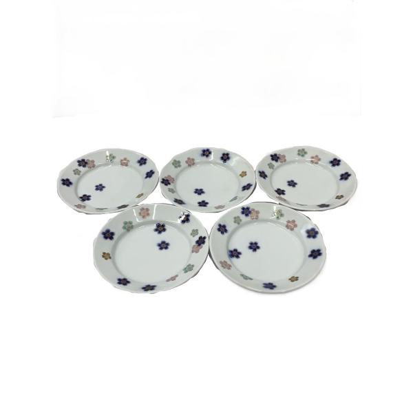 深川製磁　染錦 香桜 和皿 深川製磁◇皿/5点セット/WHT/桜散し/和皿/香り桜/花/染錦/取り皿/銘々