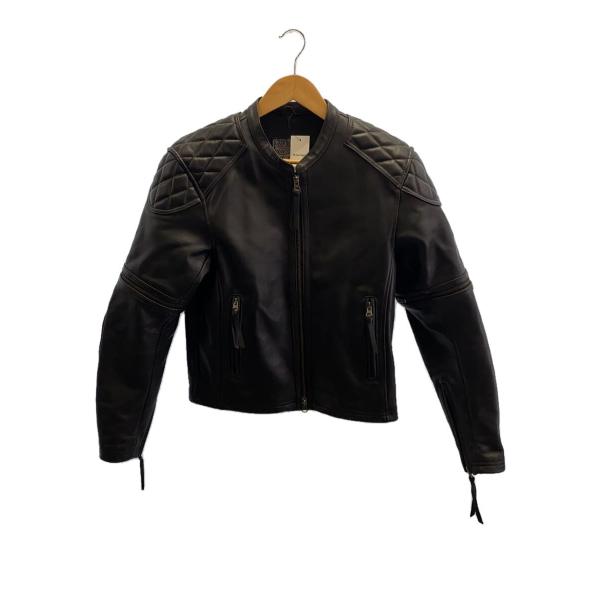 カドヤ黒レザーシングルライダースジャケット KADOYA◇シングルライダースジャケット/M/レザー/BLK/無地 : セカンド