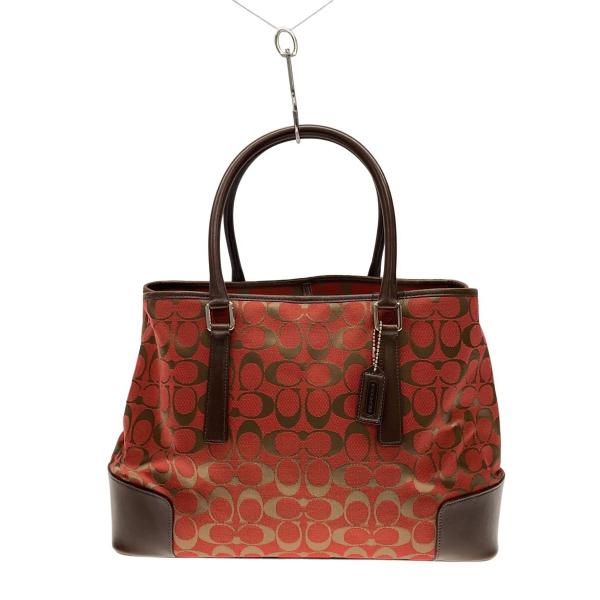 コーチ　シグネチャートートバッグ　赤 COACH◇トートバッグ_シグネチャー/キャンバス/RED// : セカンド
