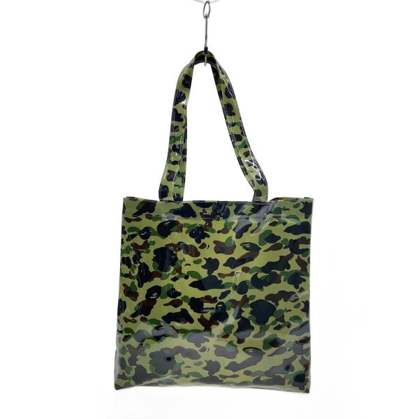 A BATHING APE◇APE CAMO TOTE/トートバッグ/PVC/GRN/カモフラ